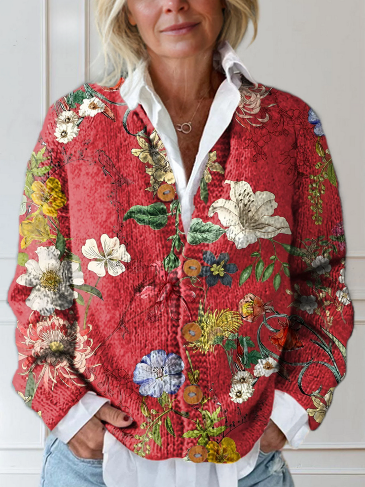 Vale - Vintage Floral Art Print Cardigan