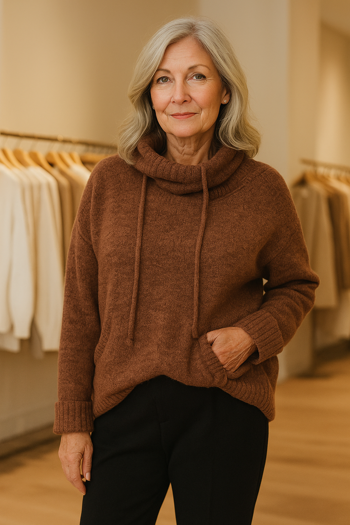 Zelina - Long Sleeve Sweater With Pocket
