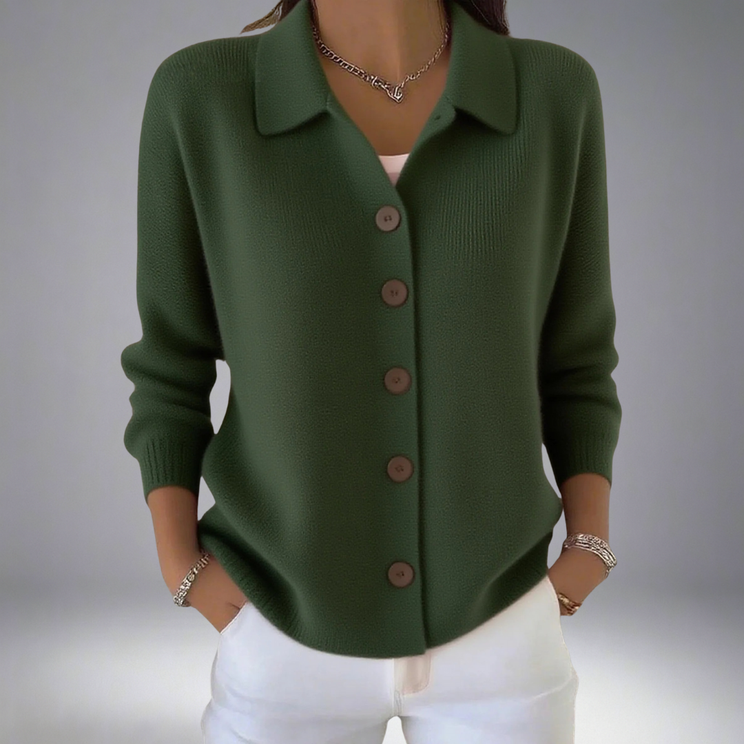Layla Lapel Button Knitted Cardigan Sweater