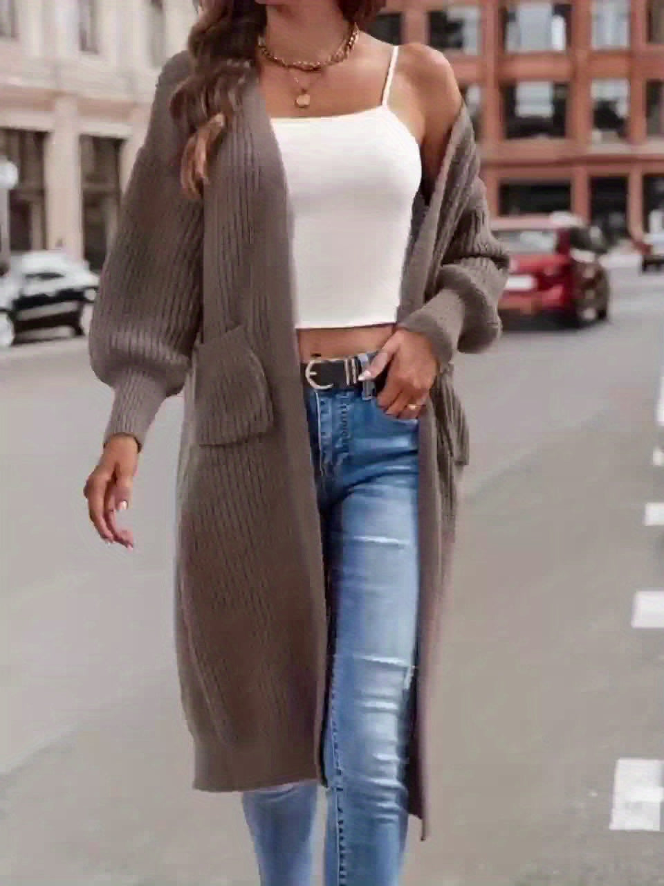 Layla -  Elegant Deep V-Neck Long Sleeve Cardigan