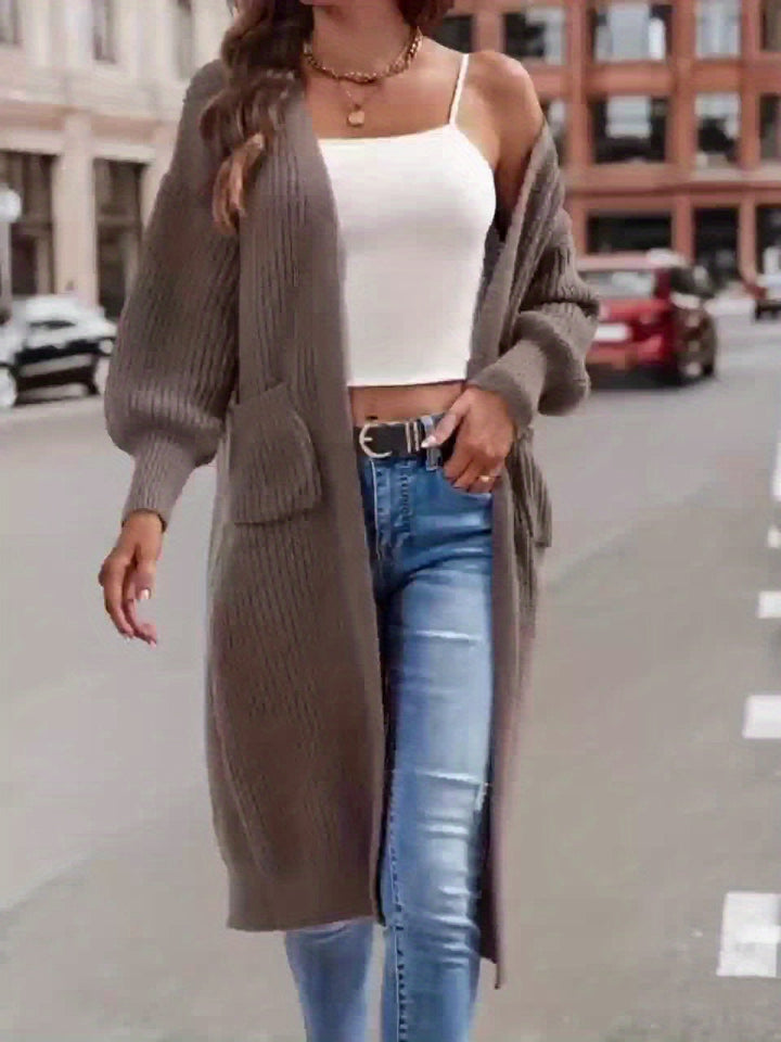 Layla -  Elegant Deep V-Neck Long Sleeve Cardigan