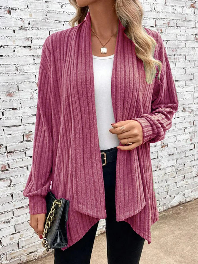 Leah - Ribbed Drape Cardigan
