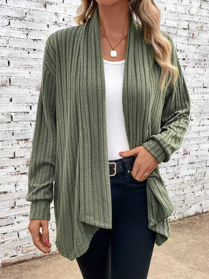 Leah - Ribbed Drape Cardigan