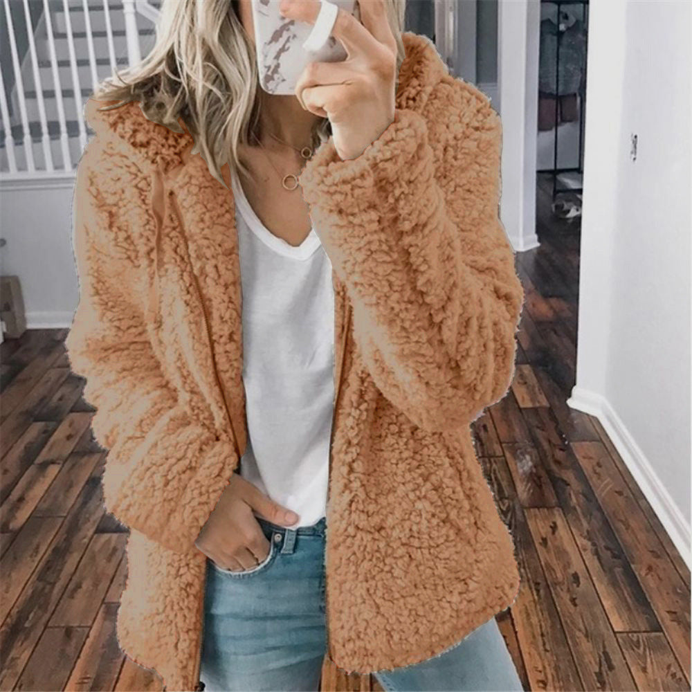 Raina | Winter Lamb Wool Plush Hooded Jacket