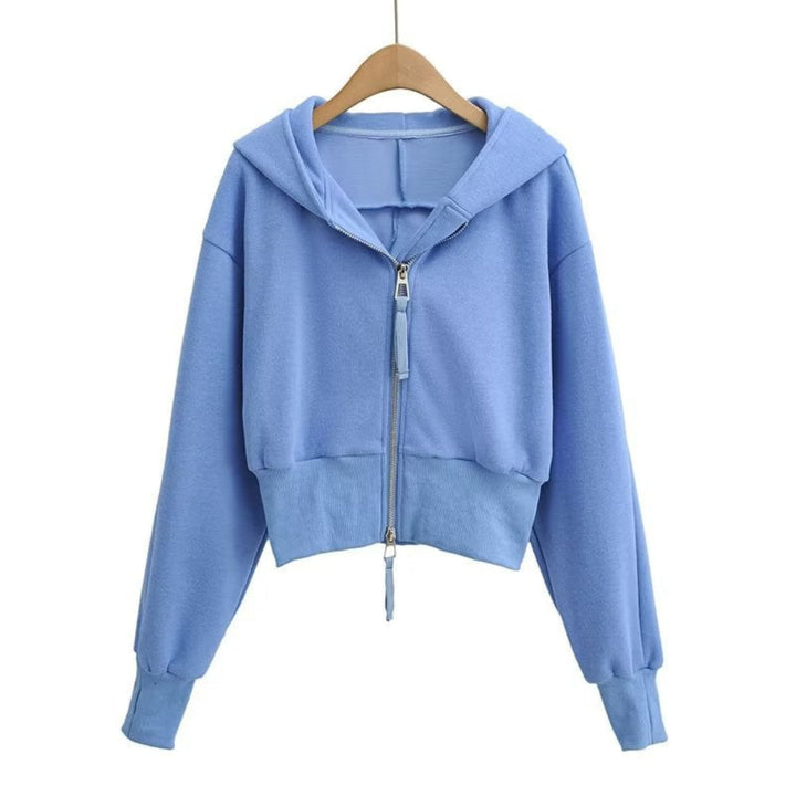 RESLEY - Chic Cropped Hooded Zipper Workout Jacket
