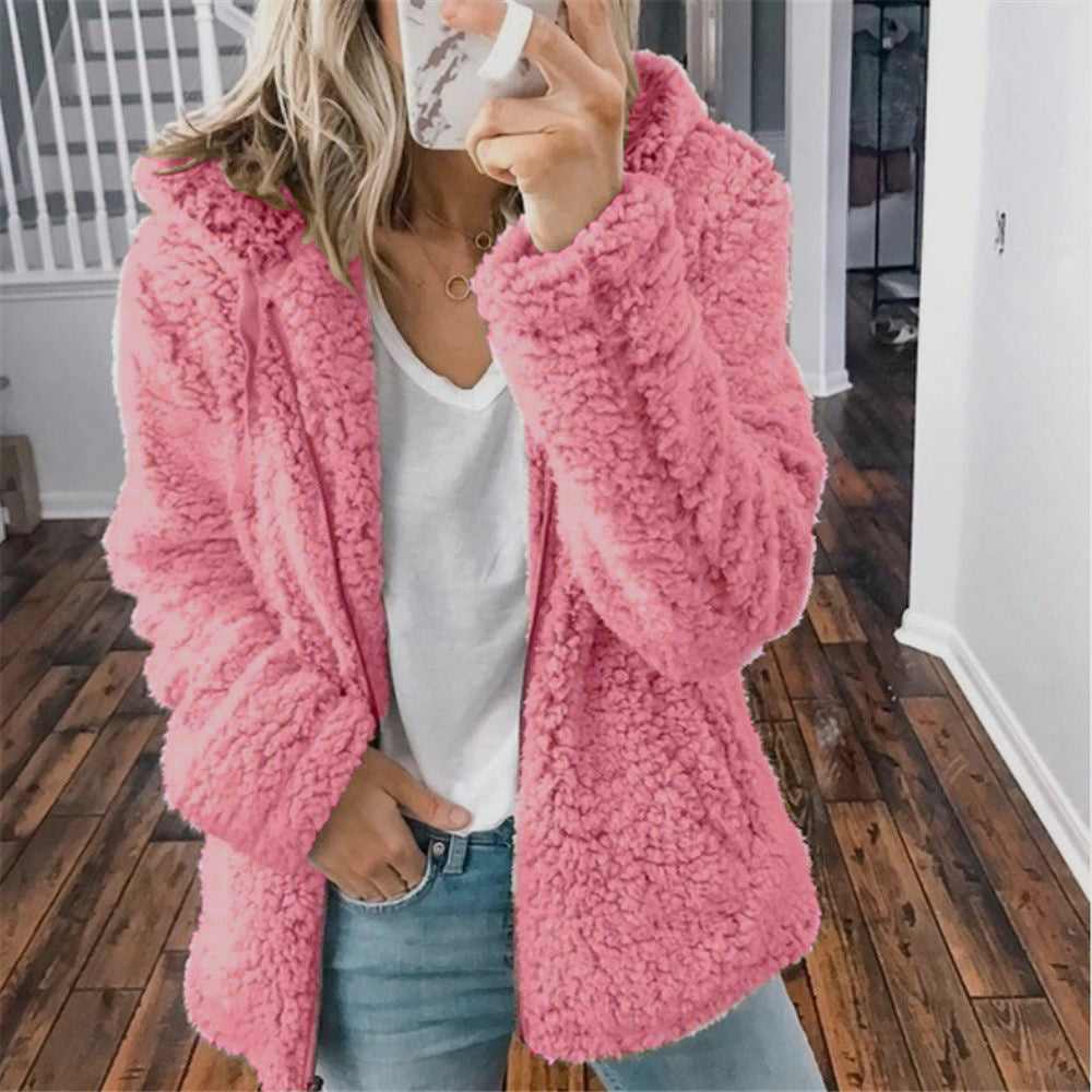 Raina | Winter Lamb Wool Plush Hooded Jacket