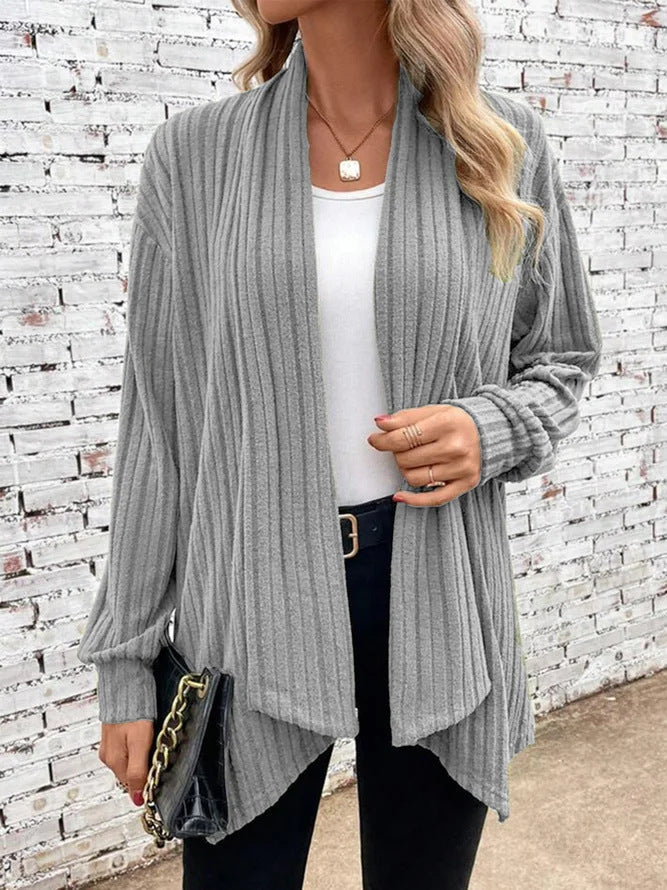 Leah - Ribbed Drape Cardigan