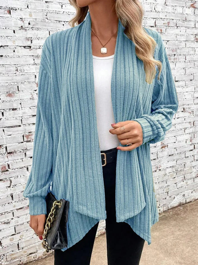 Leah - Ribbed Drape Cardigan