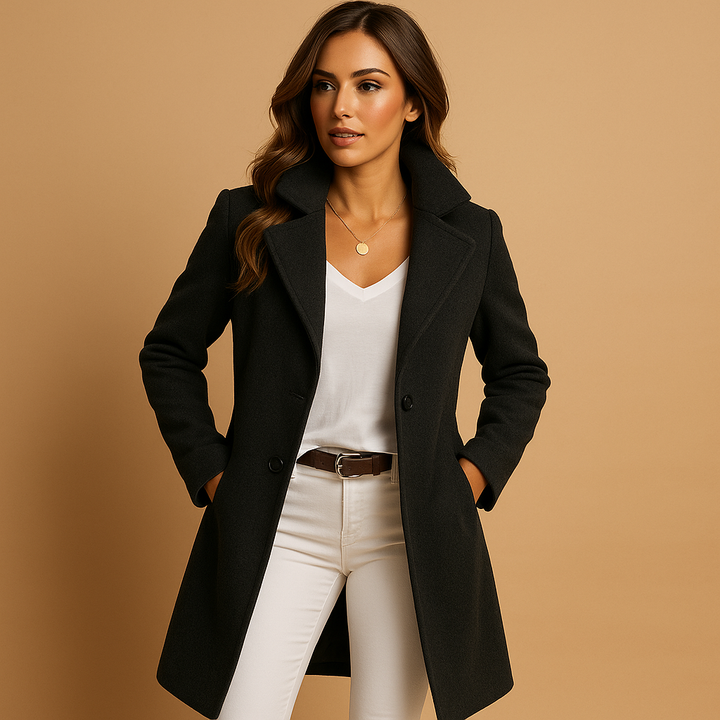 Lucie | Elegant Long Coat with Buttons
